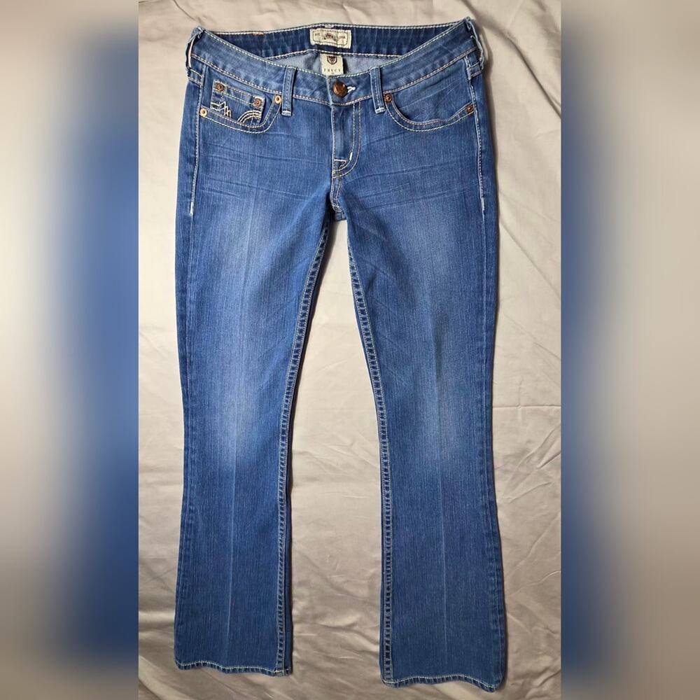 PRVCY Premium Denim Bootcut Jeans W29 Low Rise Y2K Stretch Made in USA Malibu Hi